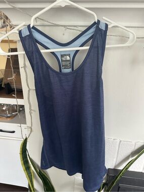 The North Face Navy and Light Blue Racerback Performance Tank